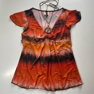 90s boho tie back top